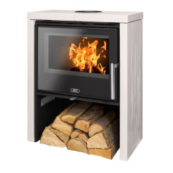 Krbová kamna ABX Toledo exklusive, kachle bílý satén